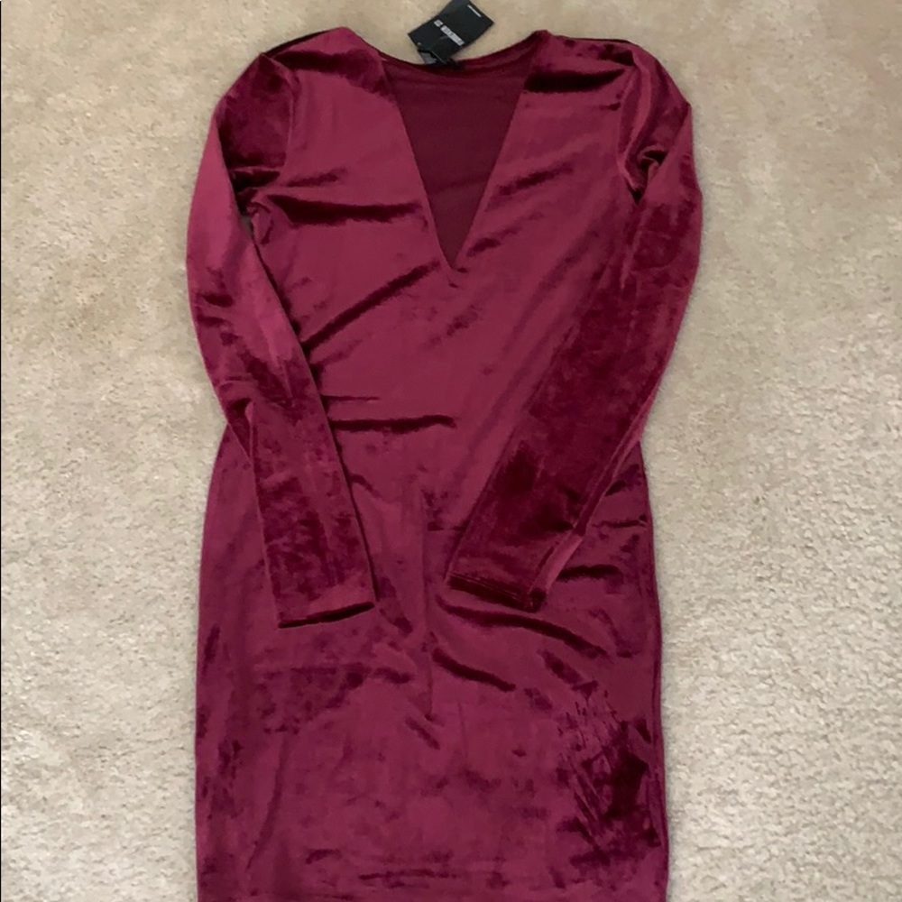 NWT maroon velvet mini dress